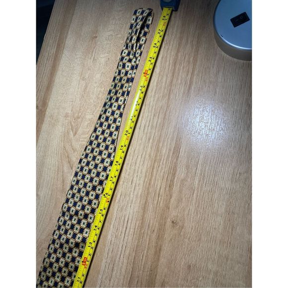 Emilio Rusconi Exclusive Silk Tie, Geometric Designer- Gold, Navy, Green, Cream - Picture 6 of 6